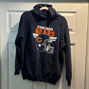 Vintage 80s Distressed Chicago Bears Hooded Hoodie Sweatshirt S/M
